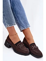 Dámské mokasiny z přírodního semiše na nízkém podpatku Vinceza 18127 Čokoládové