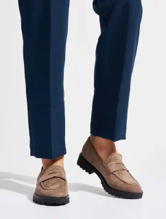 Exkluzívní mokasíny dámské hnědé platforma