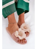 Průhledné Ploché Dámské Pantofle Se Syntetickým Květinou Nuda Vobetta