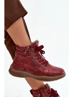 Dámské kozačky s teplým kožíškem z eko kůže bordové Ulverina