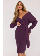 M810 Svetrové šaty s véčkovým výstřihem - heather