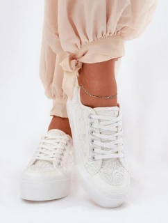 Dámské krajkové tenisky Big Star – bílé