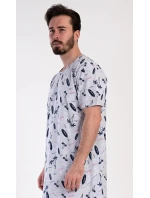 Pánská noční košile Surfing Šedá s potiskem - Vienetta Pánská noční košile Surfing Šedá s potiskem - Vienetta