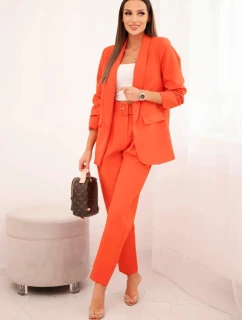 Elegantní blejzrová souprava s kalhotami oranžová