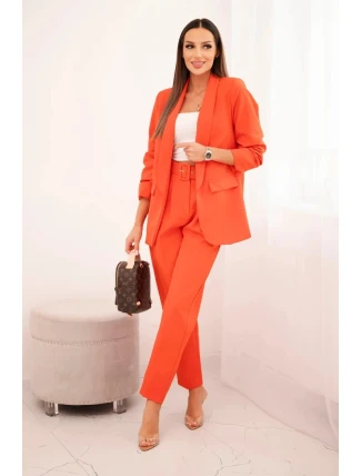 Elegantní blejzrová souprava s kalhotami oranžová