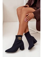 Dámské Botky Na Podpatku Se Zlatým Detalem Zazoo 3128 Černé