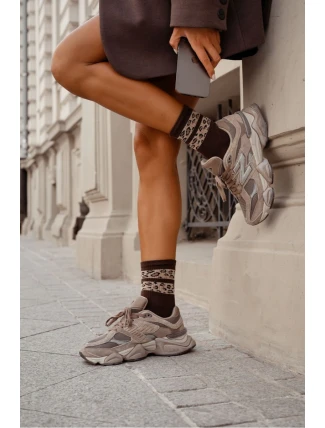 Dámské ponožky se dvěma proužky – hnědé Dámské ponožky se dvěma proužky – hnědé