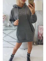 Zateplená mikina s vyšitým nápisem oversize graphite