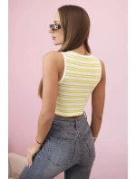 Dámský bavlněný top s výstřihem a zlatým akcentem zelená