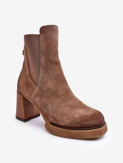 Kůže Botky Na Sloupku Hnědé Liresa