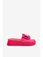 Dámské žabky s mašlí a ozdobným medvídkem fuksie Katerina