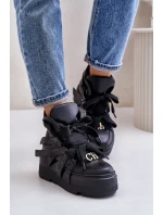 Kožené Dámské Sneakersy Na Masivní Platformě CheBello 4561 Černé