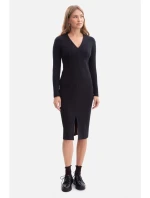 B307 Pletené tužkové šaty - černé