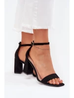 Sandály na podpatku z eko semiše Elirae – černé