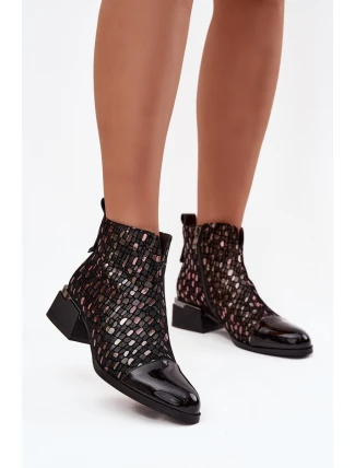 Lakované dámské botky D&A – černé