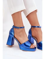 Laky Dámské Sandály Na Podpatku Modré Marila
