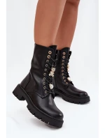 Dámské Botky Worker S Připínkami Zateplené Černé Lomina