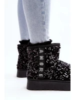 Dámské sněhule na platformě zdobené flitry, černá Silmo Dámské sněhule na platformě zdobené flitry, černá Silmo