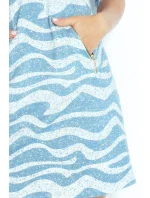 Dámské šaty se zipy a 3/4 rukávem krátké SKY krátké modré - Modrá / XL - Numoco