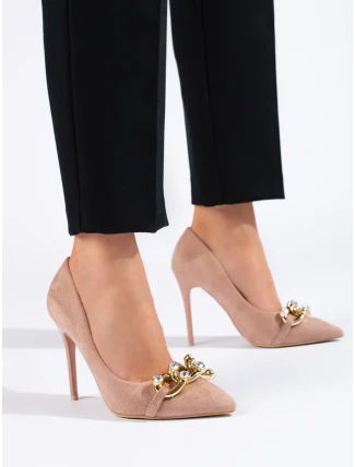 Módní růžové dámské lodičky na jehlovém podpatku Módní růžové dámské lodičky na jehlovém podpatku