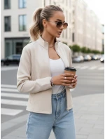 FashionStreet BY1561 dámská mikina na zip se stojáčkem béžová