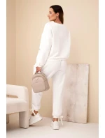 Dámská souprava máslová z viskózy s vázáním ecru