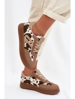 Dámské tenisky na platformě s flíčky tmavě béžové Denissa