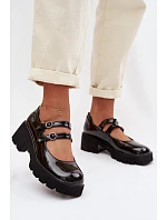 Lakované dámské polobotky na podpatku s pásky Kamira