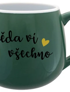 DĚDA VÍ VŠECHNO - zelený keramický hrníček 300 ml