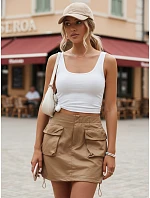 Dámská mini sukně QUILLA camel FashionStreet CY0440 Dámská mini sukně QUILLA camel FashionStreet CY0440
