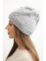 Dámská zimní čepice s vlnou volného střihu K442 šedá