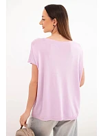 Dámská viskózová oversize halenka s krátkým rukávem a kulatým výstřihem světle fialová Dámská viskózová oversize halenka s krátkým rukávem a kulatým výstřihem světle fialová