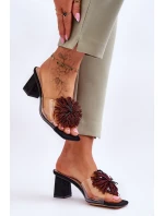 Módní transparentní pantofle na vysokém podpatku S.Barski KV-AP658-1 Černá Módní transparentní pantofle na vysokém podpatku S.Barski KV-AP658-1 Černá