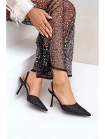 Lodičky S Otevřenou Patou Ozdobené Leskem Černé Berilae Lodičky S Otevřenou Patou Ozdobené Leskem Černé Berilae