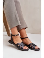 Zazoo 40378 Ploché Dámské Kožené Sandály Černé