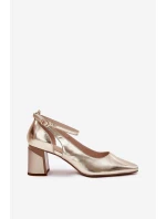 Kožené Lodičky Na Podpatku Maciejka K6816-25 Zlaté