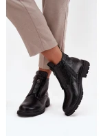 Zateplené dámské boty na zip s ozdobným detailem Černé Roselle