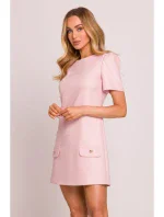 M855 Mini šaty s áčkovou linií - broskvové M855 Mini šaty s áčkovou linií - broskvové