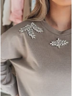 Dámská halenka s dlouhým rukávem Buttercotch CRYSTALIA mocha FashionStreet RY2770