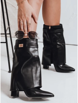 Dámské kozačky na jehlovém podpatku s širokým svrškem černé FashionStreet ZY1116