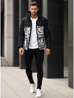 Pánská prošívaná zimní bunda s kapucí černá FashionStreet TX5131