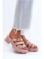 Vonné Dámské Pantofle Na Nízkém Podpatku ZAXY NN285044 Růžové Vonné Dámské Pantofle Na Nízkém Podpatku ZAXY NN285044 Růžové