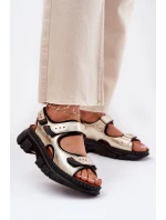 Dámské kožené sandály se suchým zipem Artiker 56C0469 zlaté