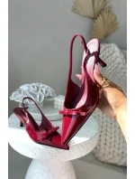 Lakované lodičky na podpatku s mašličkou bordó Olvena Lakované lodičky na podpatku s mašličkou bordó Olvena