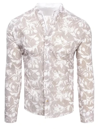 Pánská hnědá košile FashionStreet DX2257 Pánská hnědá košile FashionStreet DX2257