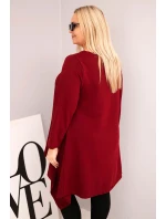 Dámská tunika Plus Size bavlněná s asymetrickým střihem bordová