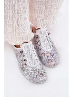 Dámské polobotky z přírodní kůže se vzorem Artiker – bílé