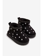 Dětské sněhule s květinovým motivem Gracina – černé