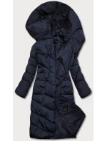 Tmavě modrá dlouhá dámská zimní bunda (2m-033) Tmavě modrá dlouhá dámská zimní bunda (2m-033)