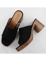 Dámské semišové žabky na jehlách černé Potocki 54309